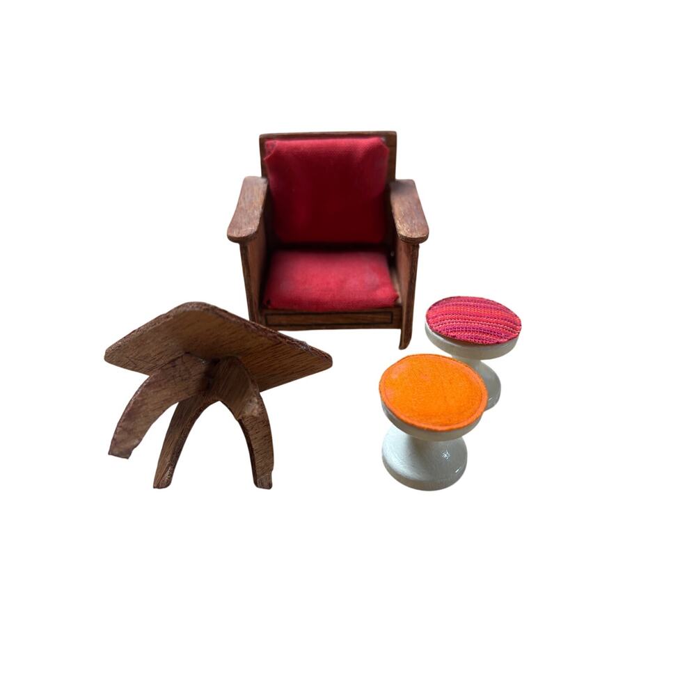 Vintage Handmade Doll House Set Chair/Stool